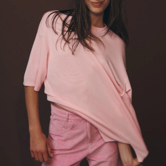 Rowie the Label Marta Knit Tee Blush Pink - 100% Tencel Zero Waste Knit - Picture 5 of 5